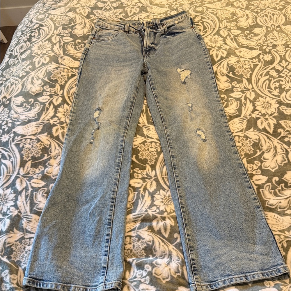 Re/UsedLight Blue Distressed Flare Jeans